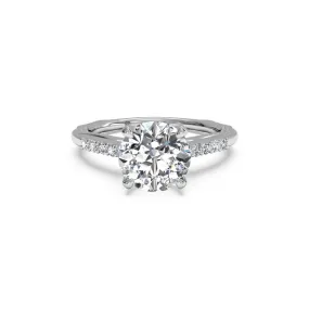 Modern French-Set Round Brilliant Diamond Engagement Ring