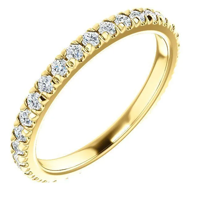 14KT GOLD 2/3 CTW DIAMOND FRENCH-SET ETERNITY BAND