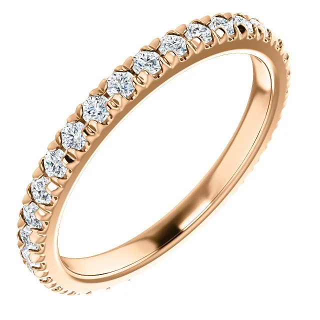 14KT GOLD 2/3 CTW DIAMOND FRENCH-SET ETERNITY BAND