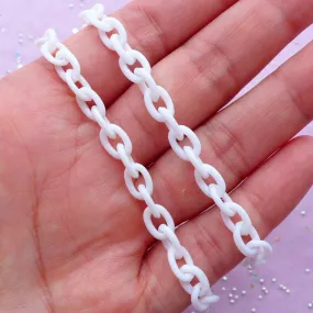 6mm Plastic Chain | Chunky Jewelry & Accessory Making (White / 2pcs x 38cm)