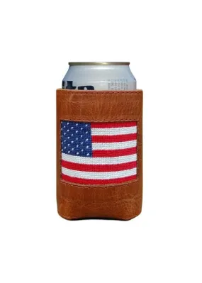 AMERICAN FLAG NEEDLEPOINT CAN COOLER