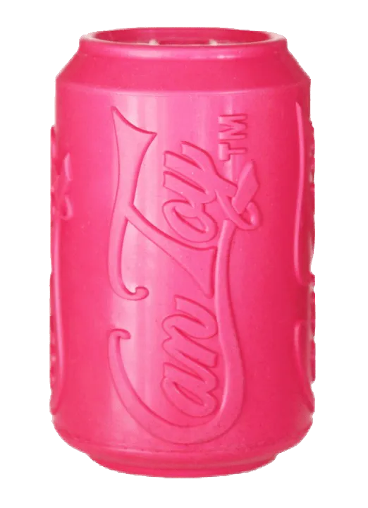 Chew Resistant Toy | Rubber Soda Can Pink