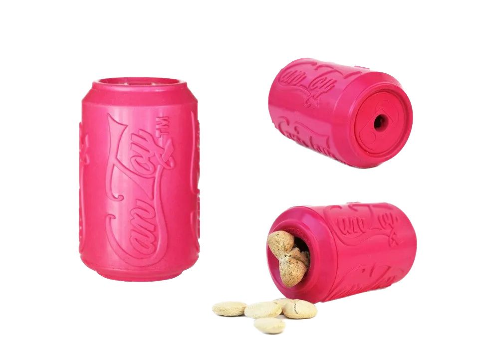 Chew Resistant Toy | Rubber Soda Can Pink