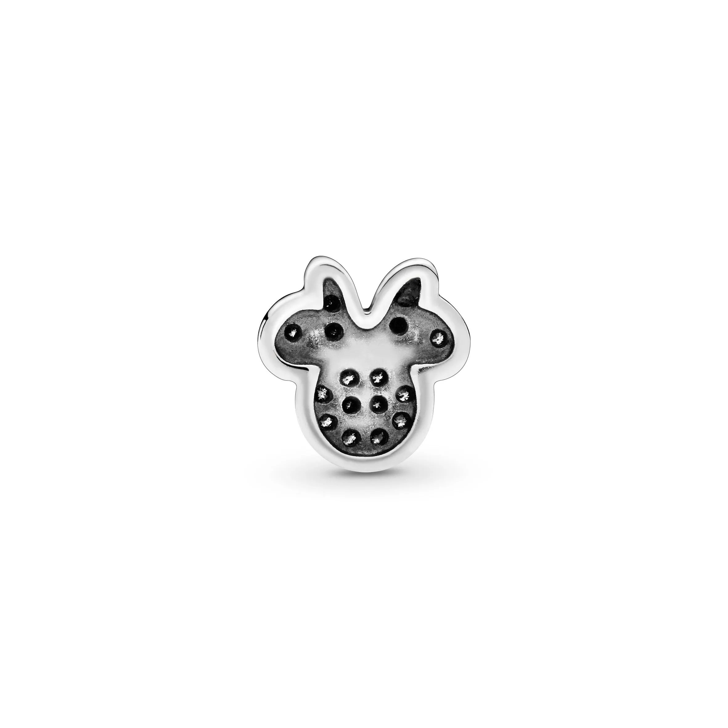 Disney Minnie silhouette silver petite element with clear and red cubic zirconia