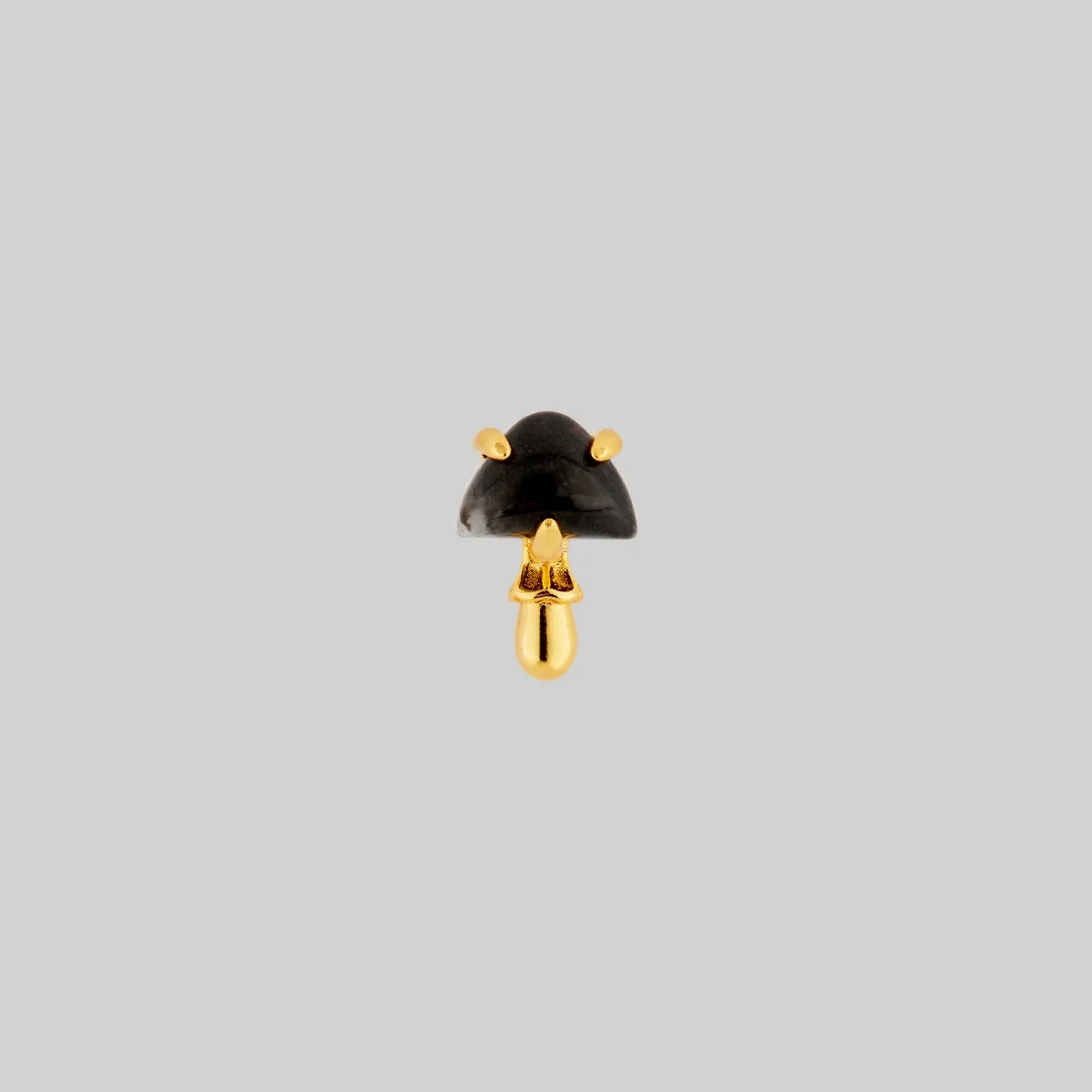 ENOKI. Tiny Mushroom Gemstone Stud Earring - Gold