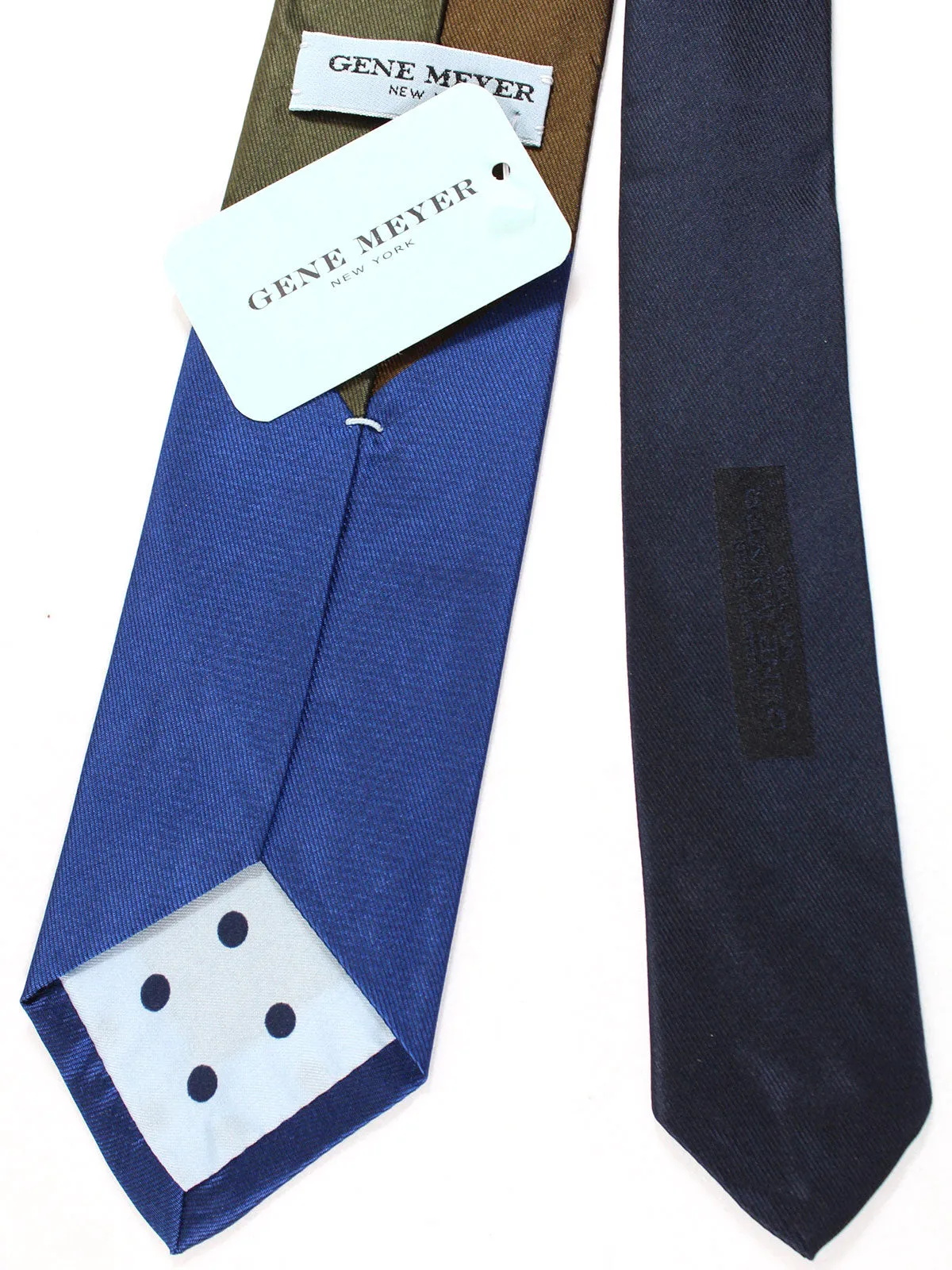 Gene Meyer Silk Tie Royal Blue Black - Hand Made In Italy