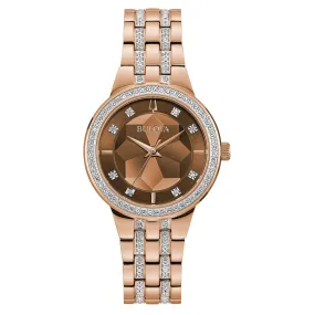 LADIES ROSE TONE BULOVA PHANTOM WITH CRYSTALS