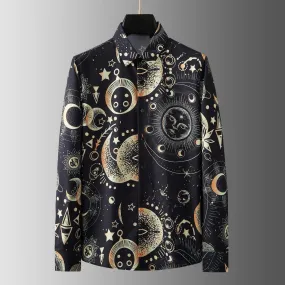 Men's Retro Print Long Sleeve Shirt: Luxury Slim Fit, Business, Formal Dress, Party, Banquet Tuxedo