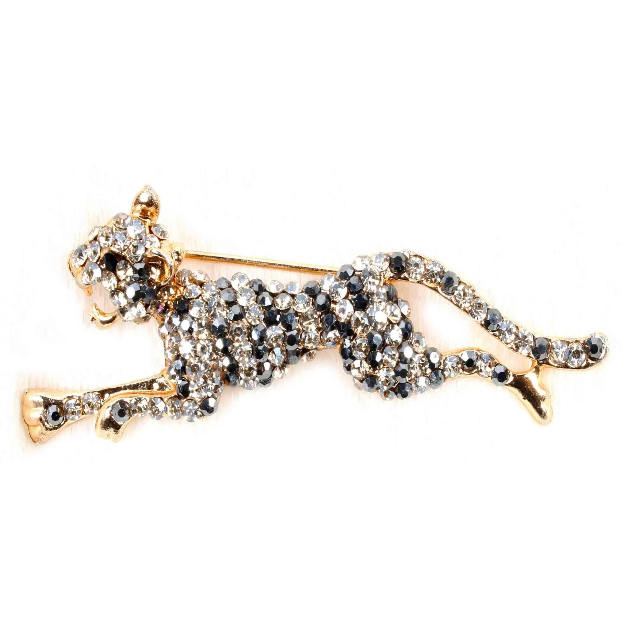 Rhinestone Studded Panther Design Elegant Metal Lapel Pin Brooch for Boys Men, Gift