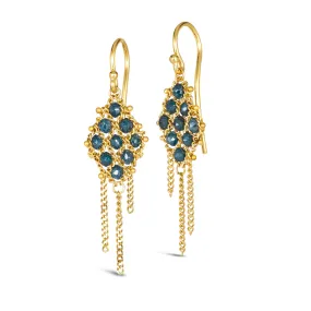 Woven Lattice Earrings in Blue Diamond